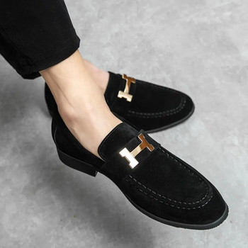 Луксозни обувки Класически приплъзващи се мъжки обувки Мокасини за ходене Велурена кожа Удобни мъжки ежедневни обувки Обувки от истински набук