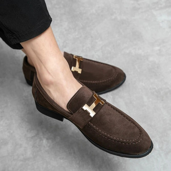 Луксозни обувки Класически приплъзващи се мъжки обувки Мокасини за ходене Велурена кожа Удобни мъжки ежедневни обувки Обувки от истински набук