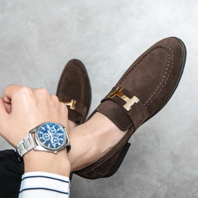 Prabangūs batai Klasikiniai prisegami vyriški batai vaikščioti zomšiniai odiniai patogūs vyriški laisvalaikio batai Tikri nubuko batai