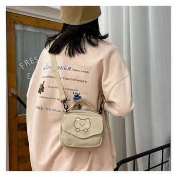 Гореща дамска платнена чанта с цип в преппи стил Студентска чанта през рамо Пратеска чанта Малка кадифена чанта Чанта за пътуване Дамска чанта