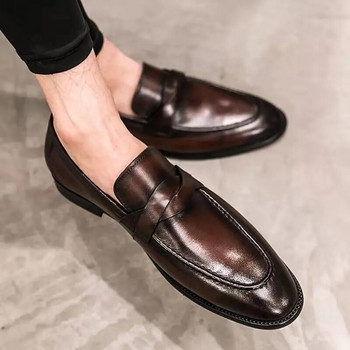 Официални обувки Мъжки кожени офис обувки Мъжки класически кафяви рокли мокасини Черни мъжки елегантни обувки Луксозни Chaussure Homme