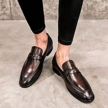 Официални обувки Мъжки кожени офис обувки Мъжки класически кафяви рокли мокасини Черни мъжки елегантни обувки Луксозни Chaussure Homme
