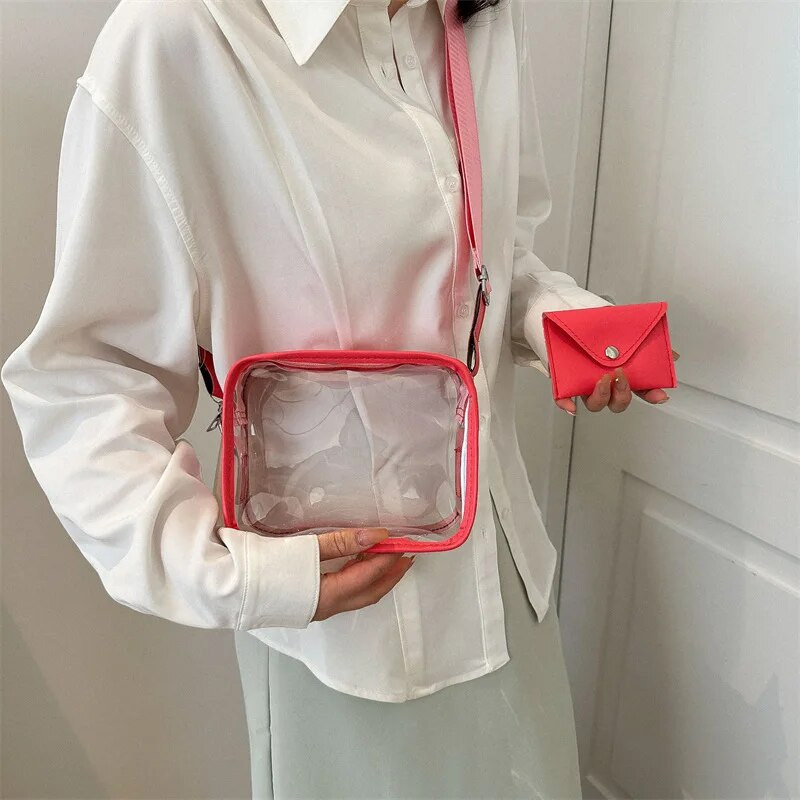 Μόδα PVC διάφανες γυναικείες τσάντες ώμου Casual γυναικείες τσάντες χιαστί τσάντες συμπαγείς τσάντες τσάντες αγγελιοφόρος για γυναίκες τσάντες τηλεφώνου