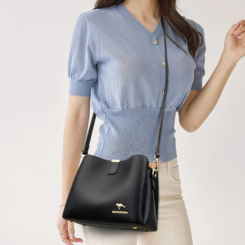 Prabangios dizainerio aukštos kokybės odinės moteriškos rankinės Piniginės 3 sluoksnių daugiafunkciniai moteriški rankiniai per petį „Sac Femme“