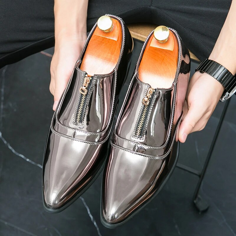 Νέο ανδρικό νυφικό λουστρίνι ανδρικά παπούτσια χρυσό μπλε κόκκινο Prom Punk Rock Homecoming Party Oxfords Υποδήματα Zapatos Hombre