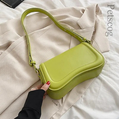 Madingos madingos rankinės moterims Pu odiniai atvartai, moteriški pažastyse, madingi, prabangūs moteriški pečių krepšiai, žalia