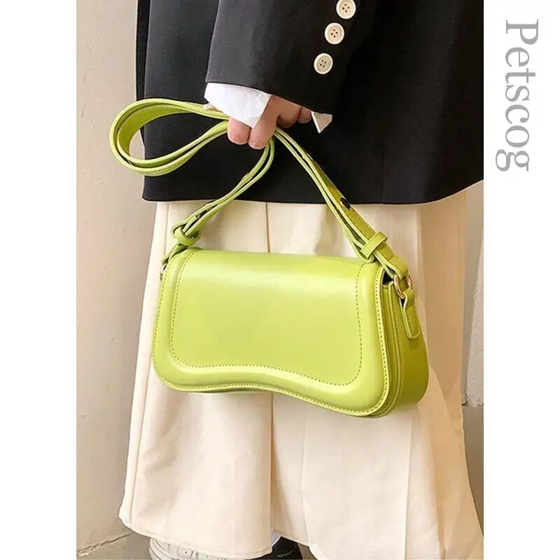 Madingos madingos rankinės moterims Pu odiniai atvartai, moteriški pažastyse, madingi, prabangūs moteriški pečių krepšiai, žalia