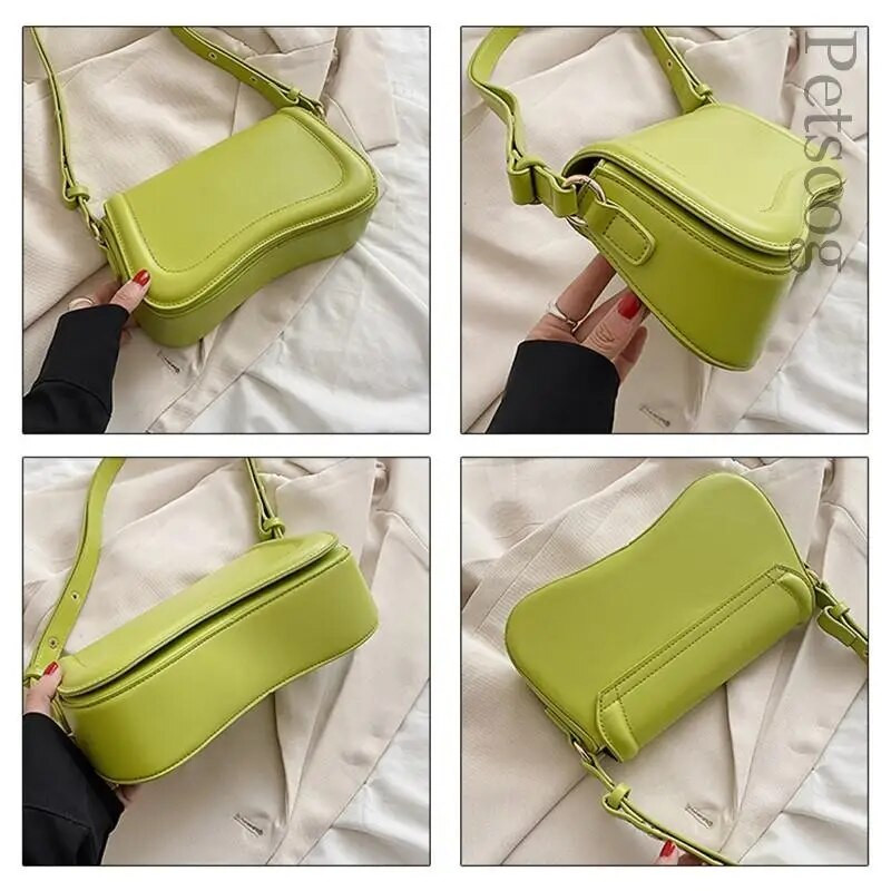 Madingos madingos rankinės moterims Pu odiniai atvartai, moteriški pažastyse, madingi, prabangūs moteriški pečių krepšiai, žalia