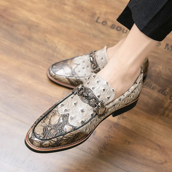 Италианска марка Мъжки кожени обувки Модни удобни обувки с приплъзване Висококачествени парти клубни плоски ежедневни обувки Мъжки мокасини