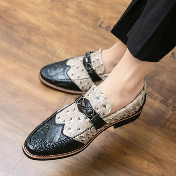 Италианска марка Мъжки кожени обувки Модни удобни обувки с приплъзване Висококачествени парти клубни плоски ежедневни обувки Мъжки мокасини
