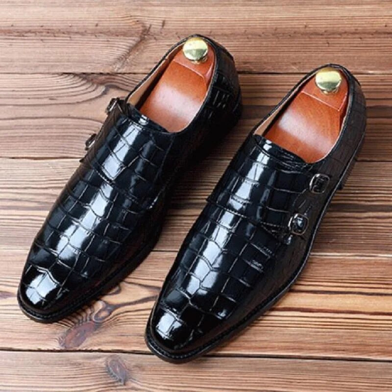 Muške klasične cipele od krokodilske kože od mikrovlakana za ležernu upotrebu, muške cipele s kopčom za remen, vjenčanje, mokasine, mokasine, muške cipele za vožnju