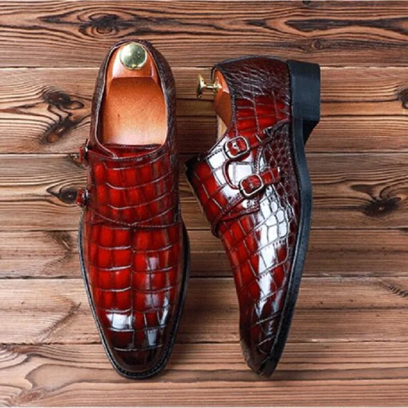 Muške klasične cipele od krokodilske kože od mikrovlakana za ležernu upotrebu, muške cipele s kopčom za remen, vjenčanje, mokasine, mokasine, muške cipele za vožnju