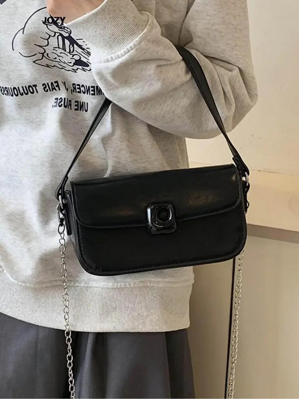 Vasaros solidūs paprasto stiliaus kryžminiai krepšiai moterims Nauja prabangi dizainerių grandinėlė, moteriška ant pečių, 2023 m. madinga laisvalaikio odinė rankinė