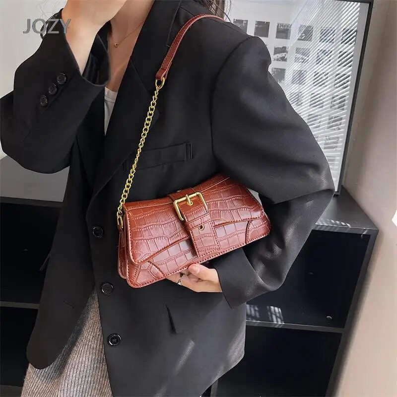 Jozy kamene uzorke PU kožne torbe preko ramena 2023 Proljeće 2023 Ženska moda Luksuzni trendovi Torbice na rame s lancem Klasične torbice