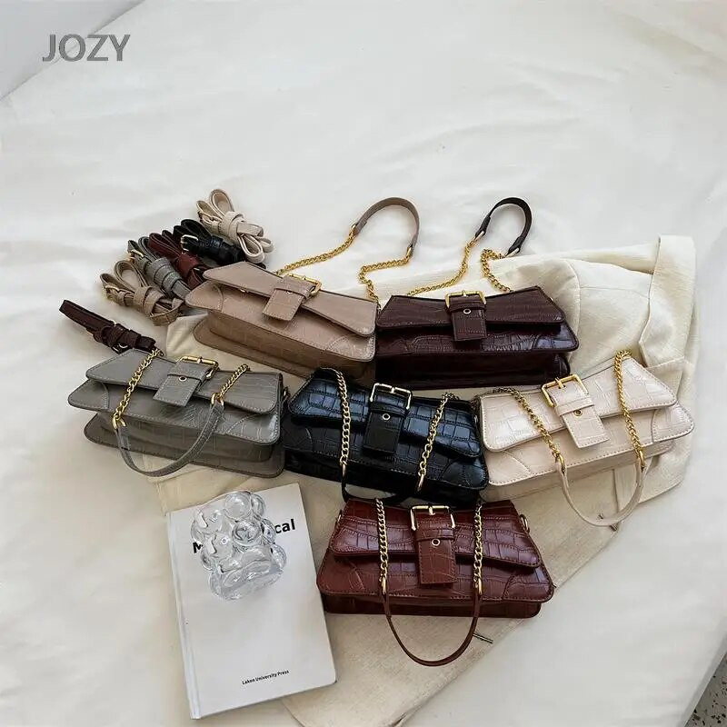 Jozy kamene uzorke PU kožne torbe preko ramena 2023 Proljeće 2023 Ženska moda Luksuzni trendovi Torbice na rame s lancem Klasične torbice
