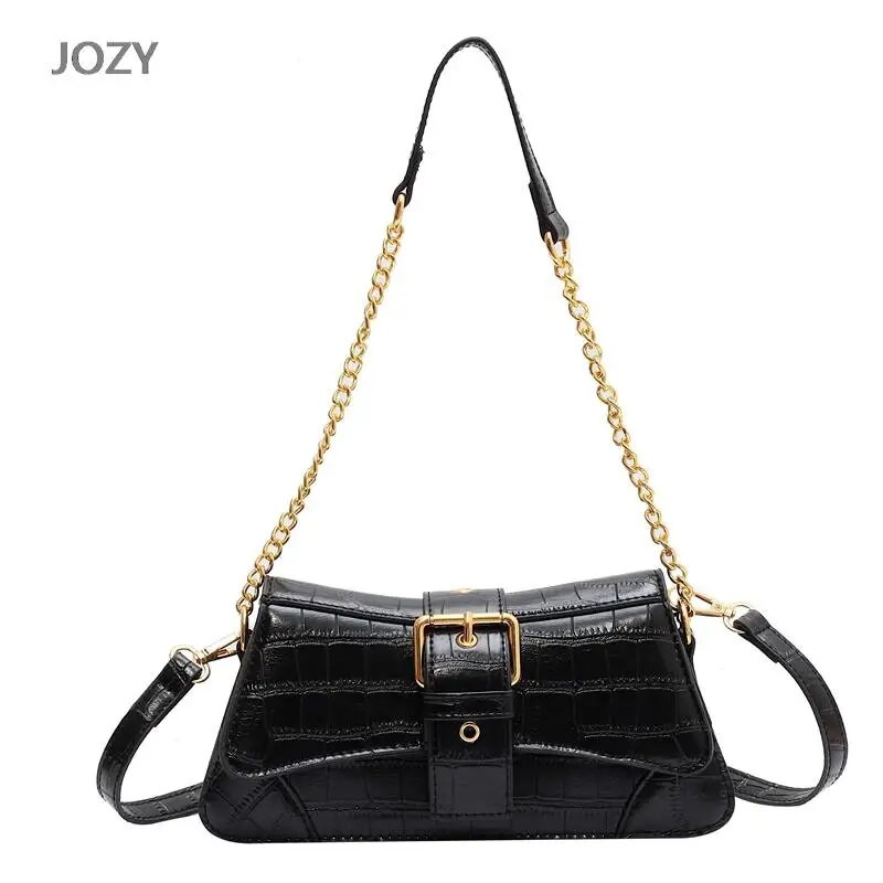 Jozy kamene uzorke PU kožne torbe preko ramena 2023 Proljeće 2023 Ženska moda Luksuzni trendovi Torbice na rame s lancem Klasične torbice