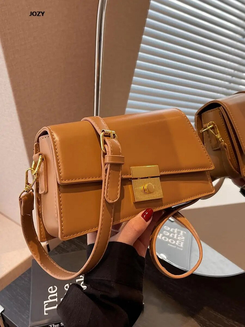 Torba preko ramena Nova luksuzna dizajnerska jednobojna trendi vintage jednostavnog stila preko ramena Ljetne PU torbice za žene u kupovini na poslu