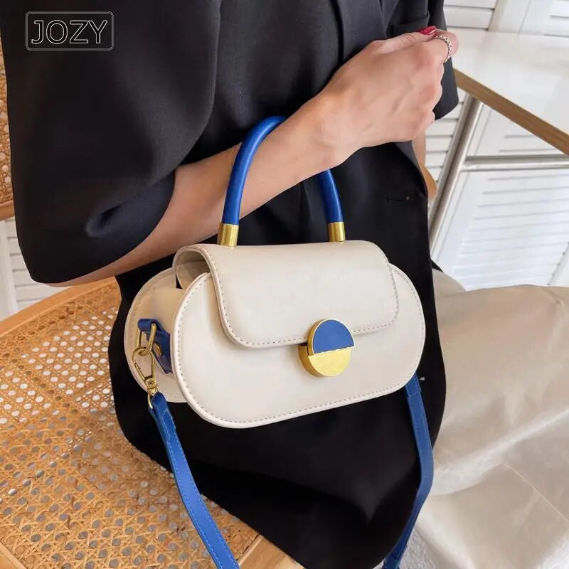 JOZY kontrastējošas krāsas plecu somas sievietēm Luksusa dizainers, 2023. gada modes īss rokturis, mazs PU ādas šķērssoma soma