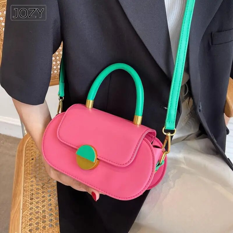 JOZY kontrastējošas krāsas plecu somas sievietēm Luksusa dizainers, 2023. gada modes īss rokturis, mazs PU ādas šķērssoma soma