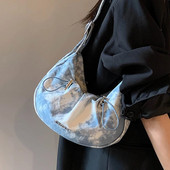 Luksusliku disainiga lõuendist vabaaja õlakott naistele 2023, uus mood, väike Crossbody Y2K suvine naiste trendikas poolkuu käekott