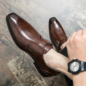 WAERTA Британски мъжки рокли обувки Големи размери 38-48 Елегантни кожени обувки за мъже Официални социални обувки Мъжки оксфордки с високо качество