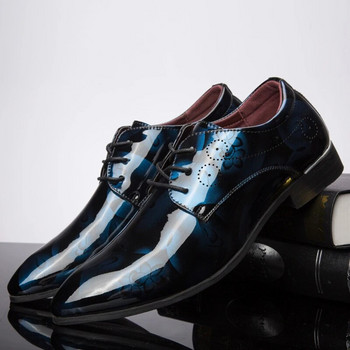 Дизайнерски маркови лачени обувки за мъже Сватбени партита Ежедневни бизнес обувки Oxfords Големи размери Офис работни обувки с връзки и остри пръсти
