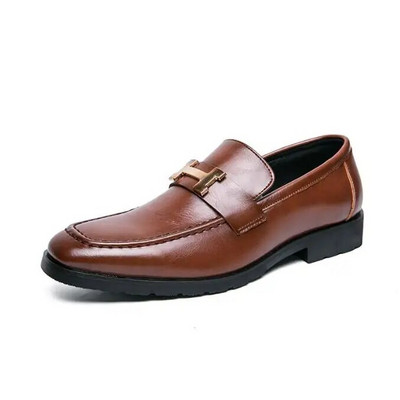 Δερμάτινα παπούτσια ιταλικής μόδας Μοκασίνια για άντρες Casual ανδρικά παπούτσια επαγγελματικά ανδρικά επίσημα μυτερά παπούτσια γάμου μαύρο D2H36