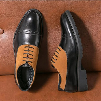 Νέα ανδρικά παπούτσια Derby Μαύρα με κορδόνια για πάρτι Business Pu Δερμάτινα Χειροποίητα Ανδρικά Παπούτσια Φόρεμα Μέγεθος 38-46 1AA12