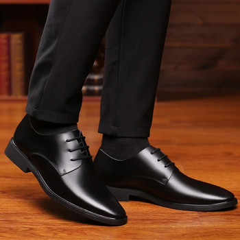 Кожени обувки за мъже Дизайнерски официални обувки Оксфорд Кожени мъжки обувки с остри пръсти Обувки за рокли Обувки с инструменти Големи размери Кожени обувки