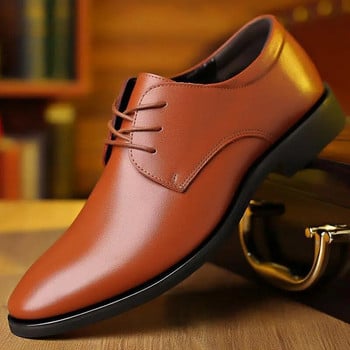 Кожени обувки за мъже Дизайнерски официални обувки Оксфорд Кожени мъжки обувки с остри пръсти Обувки за рокли Обувки с инструменти Големи размери Кожени обувки