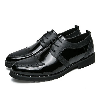 Класически мъжки кожени обувки Brogue Равни за мъже Рокля за парти Официална сватба Абитуриентски Оксфордски обувки Подходящи мъжки обувки zapatos de novio