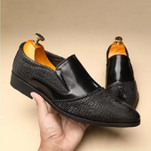 Prabangūs vyriški odiniai batai Krokodilo rašto vandeniui atsparūs vyriški verslo suknelių batai vyriški vestuvinė avalynė Vyriška laisvalaikio socialiniai batai