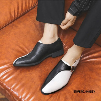 Νέο μυτερό μαύρο με λευκά ανδρικά παπούτσια Oxford Επίσημο φόρεμα χορού γάμου Επιστροφή στο σπίτι Διαγωνισμός Sapato Social Masculino