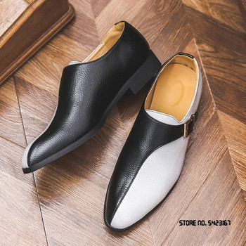 Νέο μυτερό μαύρο με λευκά ανδρικά παπούτσια Oxford Επίσημο φόρεμα χορού γάμου Επιστροφή στο σπίτι Διαγωνισμός Sapato Social Masculino