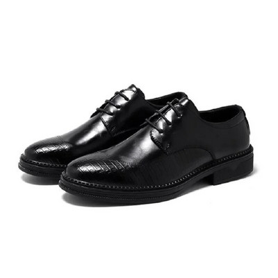 Пролет Есен 2023 г. Британски стил кожени броги обувки за мъже Висококачествени класически бизнес ежедневни черни Hombre D2H0
