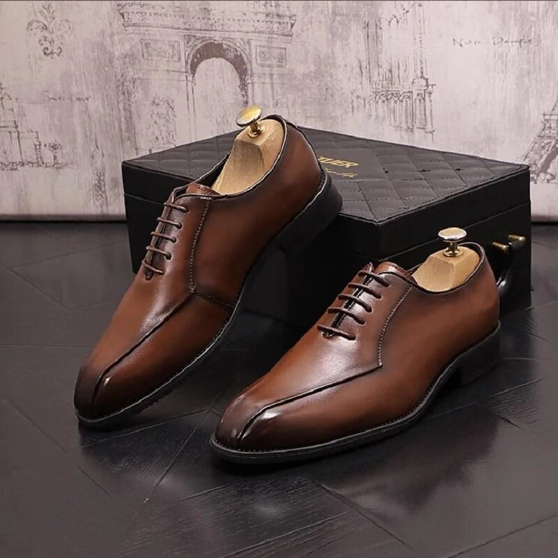 Vyriški smailūs odiniai batai madingi suvarstomi vyriški batai britiško stiliaus verslo batai jaunimui vienviečiai batai 1AA15