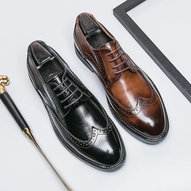 Ανδρικά παπούτσια φόρεμα για χορό υψηλής ποιότητας Παπούτσια Derby Καφέ Γραφείο Ανδρικά παπούτσια γραφείου επίσημων γαμήλιων πάρτι Ανδρικά επαγγελματικά παπούτσια Oxfords
