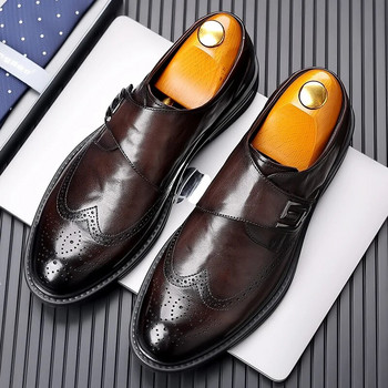 Нови луксозни мъжки обувки Висококачествени кожени работни обувки Дизайнерски ежедневни официални обувки за мъже Обувки за рокля Бизнес сватбени обувки