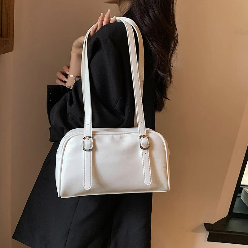 MOODS Prigradske torbe na rame za žene 2023. Luksuzne dizajnerske ručne torbe Čiste boje Mini Boston torba velikog kapaciteta Torba ispod pazuha