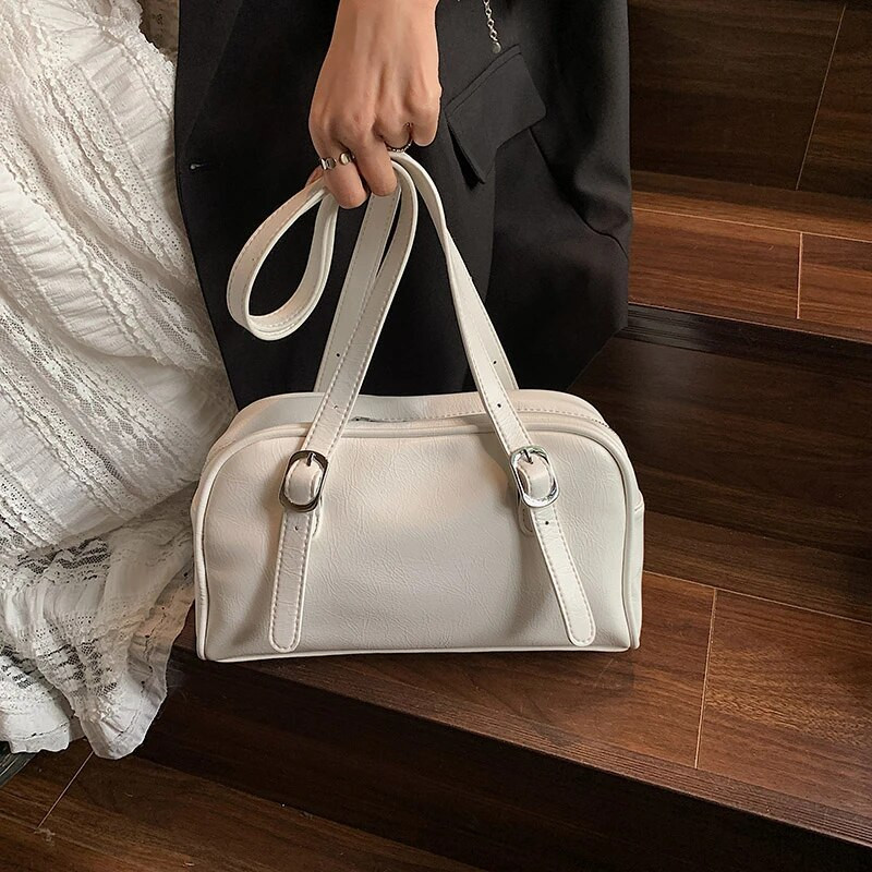 MOODS Prigradske torbe na rame za žene 2023. Luksuzne dizajnerske ručne torbe Čiste boje Mini Boston torba velikog kapaciteta Torba ispod pazuha