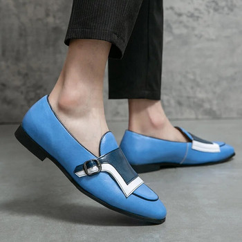 2022 Нова мода Сини мъжки рокли Обувки Размер 38-48 Ежедневни мокасини Мъжки парти обувки Кожени обувки с приплъзване за мъже zapatos hombre