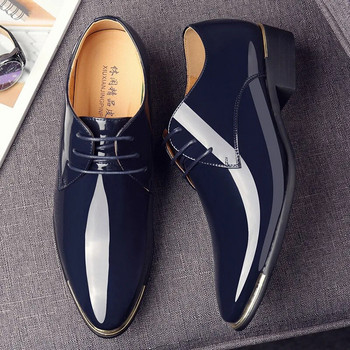мъжки лачени обувки мъжки рокли обувки с връзки остри пръсти сватба бизнес парти 5 цвята голям размер rtg5