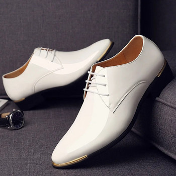 мъжки лачени обувки мъжки рокли обувки с връзки остри пръсти сватба бизнес парти 5 цвята голям размер rtg5