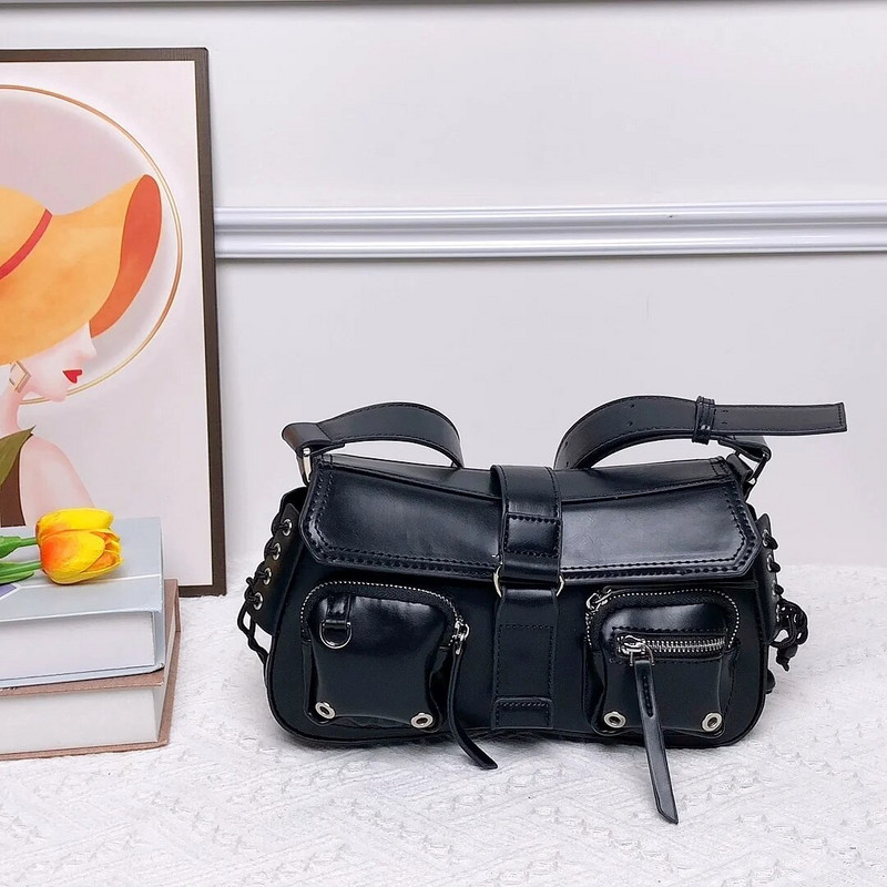 Τσάντες για γυναίκες Πολυτελή τσάντες σχεδιαστών Πολλαπλές τσέπες Τσάντες ώμου μασχάλες PU Δερμάτινες γυναικείες τσάντες messenger μαύρες τσάντες