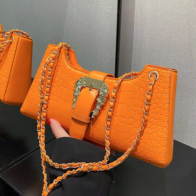 Uus mood naiste krokodillimustriga kett Õlakotid Käekotid 2023 Luksuslikud šikkad kaenlaalused kotid Clutch Sinine Rohelised kaenlaalused kotid