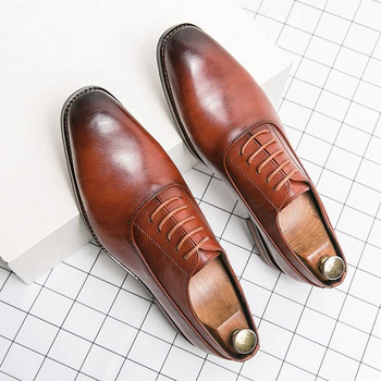 Мъжки модни оксфордски обувки Парти сватбени обувки Класически бизнес официални кожени обувки с остър връх Мъжки обувки за социален офис