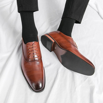 Мъжки модни оксфордски обувки Парти сватбени обувки Класически бизнес официални кожени обувки с остър връх Мъжки обувки за социален офис