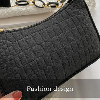 ISKYBOB Дамска дамска чанта от филц за подмишниците Модна ретро чанта Дамски леки чанти за през рамо Ежедневно портмоне Дамски подарък 2024 Ново