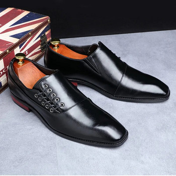 Модни бизнес рокли Мъжки обувки Нови класически кожени мъжки костюми Обувки Модни обувки без приплъзване Мъжки Оксфорд iop0
