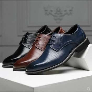 Мъжки кожени обувки Висококачествени обувки за рокля Луксозни бизнес обувки Универсални сватбени обувки Мъжки Zapatos Hombre Плюс размер